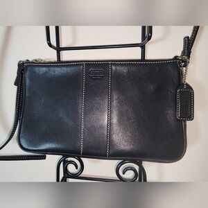 Coach Black Leather Demi Slim Shoulder Crossbody Purse Vintage Mini